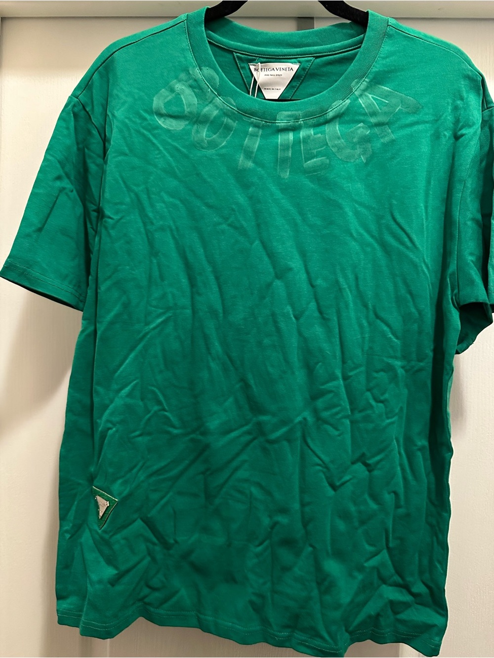 Bottega Veneta Kelly Green Short-Sleeve Logo Crewneck Tee